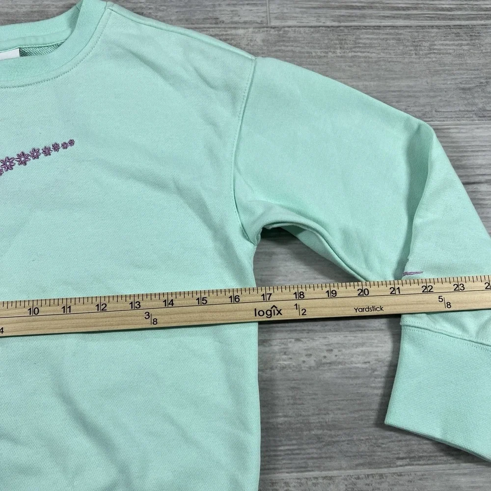 Nike Girl's Small Sweatshirt Floral Shirt Sportswear Pullover DM8210-379 Green‎